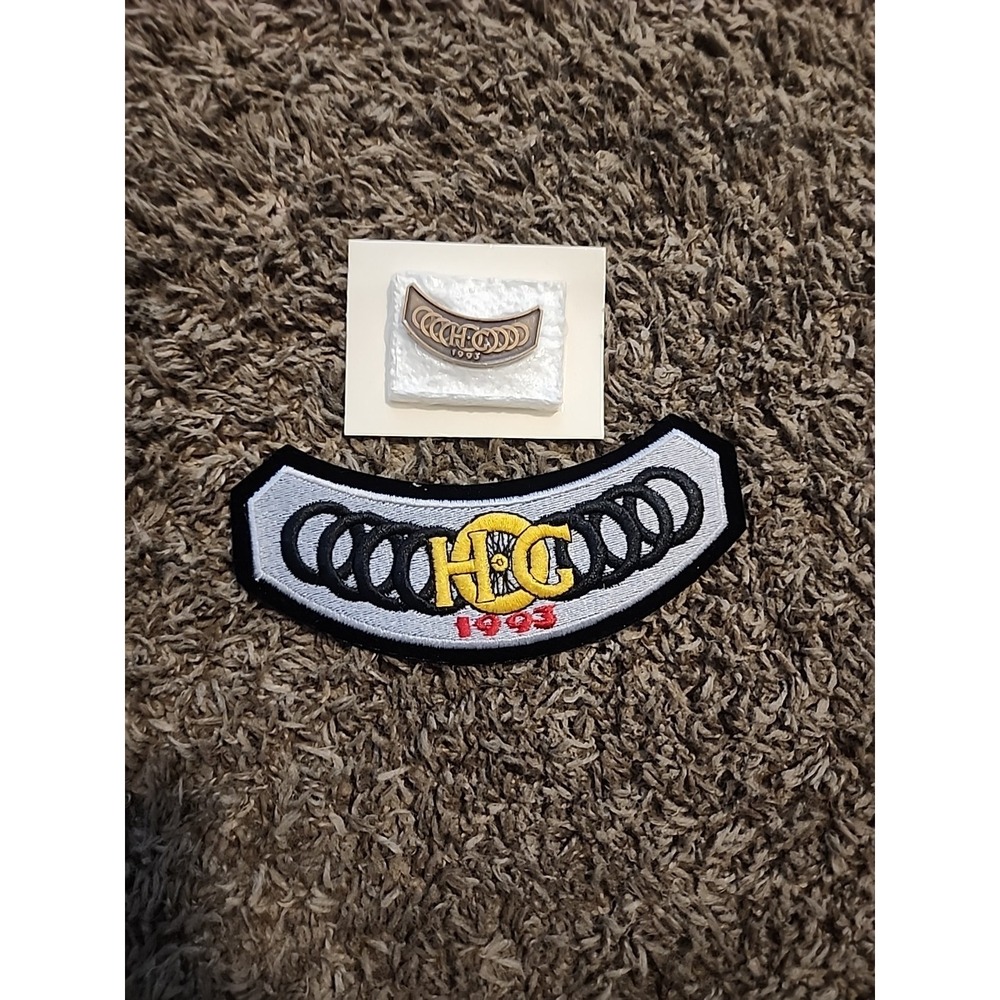 Harley Davidson Owners Group HOG 1993 Annual Membership Rocker Patch and Pin